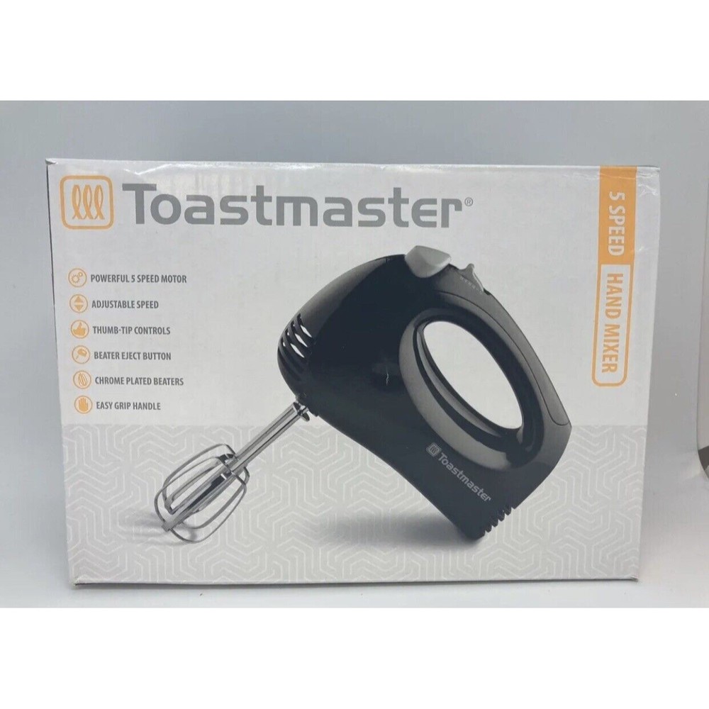 Toastmaster 5 Speed Hand Mixer Black w/ Easy Grip Handle NIB - Picture 2 of 3